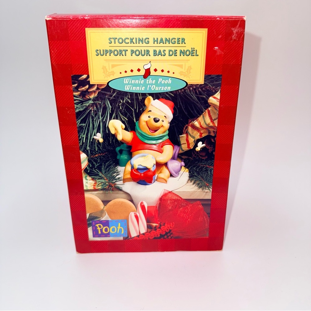 Vintage Holiday Hallmark Disney Winnie the Pooh Stocking Hanger Holder Honey Pot